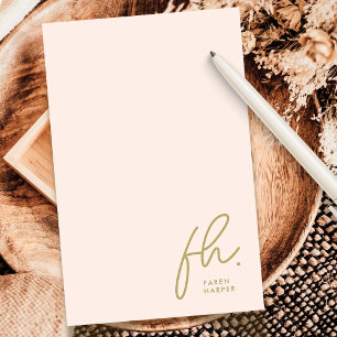 Monogram Blush Modern Chic Script Social Notecard