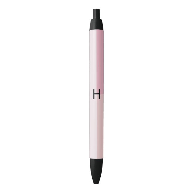 Monogram Blush Pastel Pale Pink Colorblock Black Ink Pen (Front Vertical)