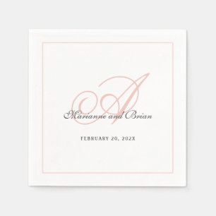 Monogram Blush Pink and White Napkin