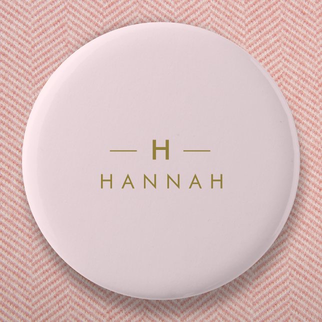 Monogram Blush Pink | Elegant Gold Minimalist 6 Cm Round Badge (Creator Uploaded)