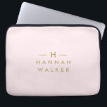 Monogram Blush Pink | Elegant Gold Minimalist Laptop Sleeve<br><div class="desc">A simple stylish custom monogram design in a gold modern minimalist typography on an elegant pastel blush pink background. The monogram initials and name can easily be personalised along with the feature line to make a design as unique as you are! The perfect bespoke gift or accessory for any occasion....</div>