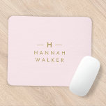 Monogram Blush Pink | Elegant Gold Minimalist Mouse Mat<br><div class="desc">A simple stylish custom monogram design in a gold modern minimalist typography on an elegant pastel blush pink background. The monogram initials and name can easily be personalized along with the feature line to make a design as unique as you are! The perfect bespoke gift or accessory for any occasion....</div>