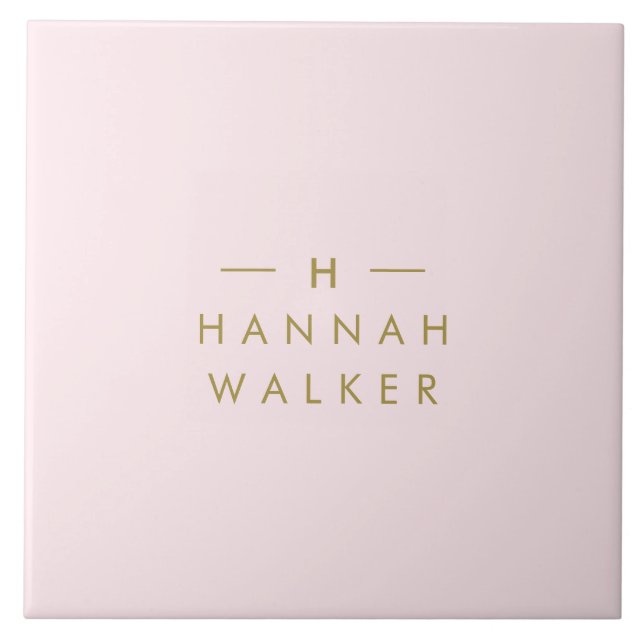 Monogram Blush Pink | Elegant Gold Minimalist Tile (Front)
