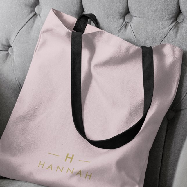 Monogram Blush Pink | Elegant Gold Minimalist Tote Bag (Creator Uploaded)