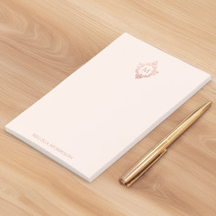 Monogram Blush Pink Elegant Ornate Rose Gold Crest Post-it Notes
