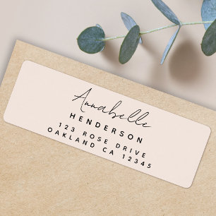 Monogram Blush Pink   Feminine Return Address