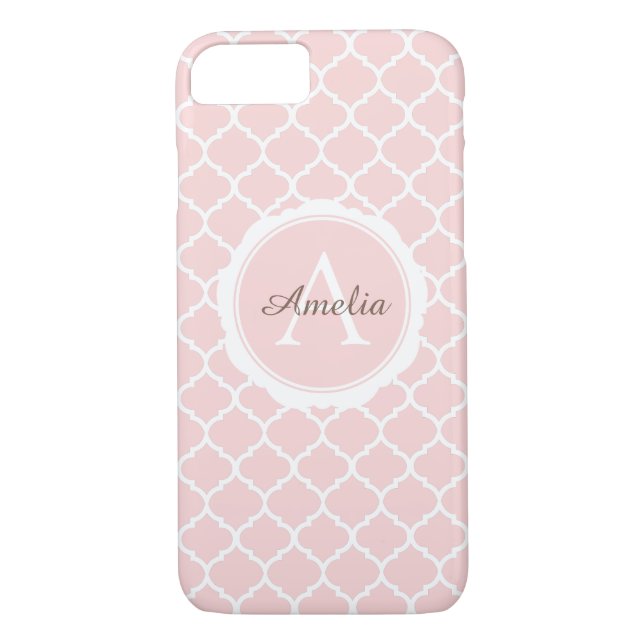 Monogram Blush Pink Geometric Case-Mate iPhone Case (Back)