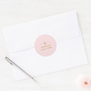 Monogram Blush Pink Gold Minimalist Envelope Seals