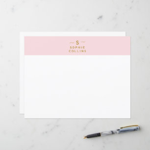 Monogram Blush Pink Gold Minimalist Paper