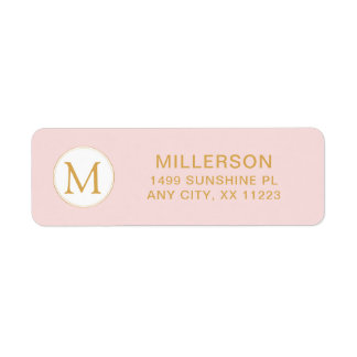 Monogram blush pink gold return address