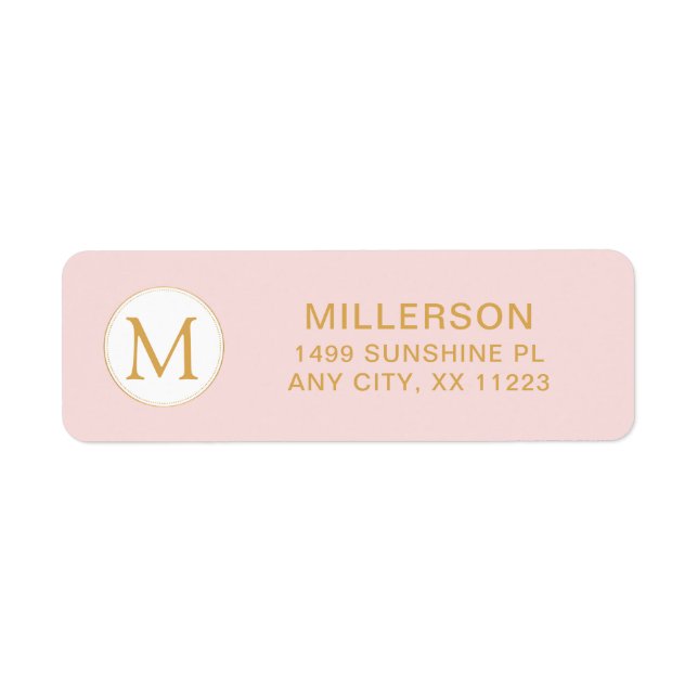 Monogram blush pink gold return address (Front)