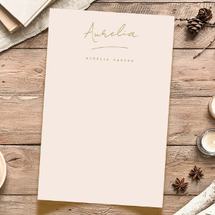 Monogram   Blush Pink Gold Simple Personalised Stationery
