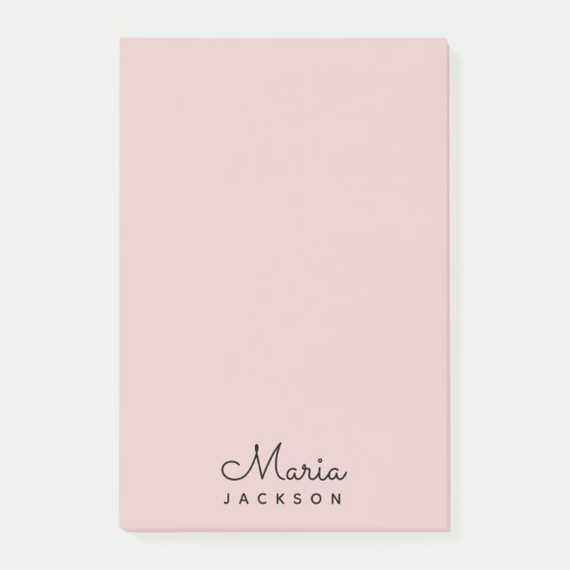 Monogram Blush Pink Minimalist Feminine Post-it Notes (Front)