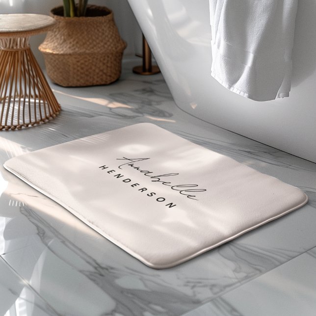 Monogram Blush Pink | Modern Minimalist Feminine Bath Mat (Creator Uploaded)