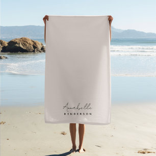 Monogram Blush Pink   Modern Minimalist Feminine Beach Towel