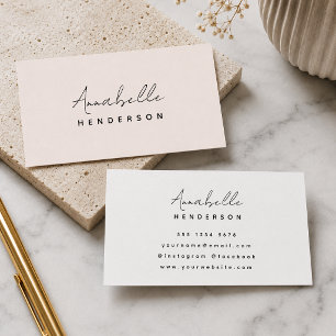 Monogram Blush Pink Modern Minimalist Feminine Business Card