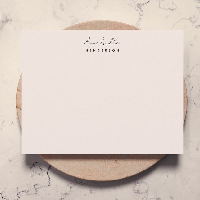 Monogram Blush Pink | Modern Minimalist Feminine Card (Modern minimalist blus pink monogram note card by Guava - elegant, feminine, and customizable.)