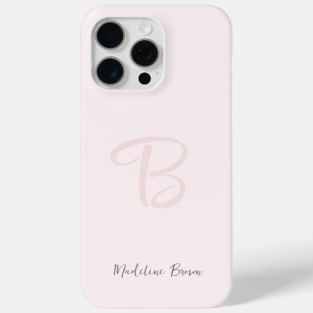Monogram Blush Pink Modern Minimalist Feminine Case-Mate iPhone Case (Back)
