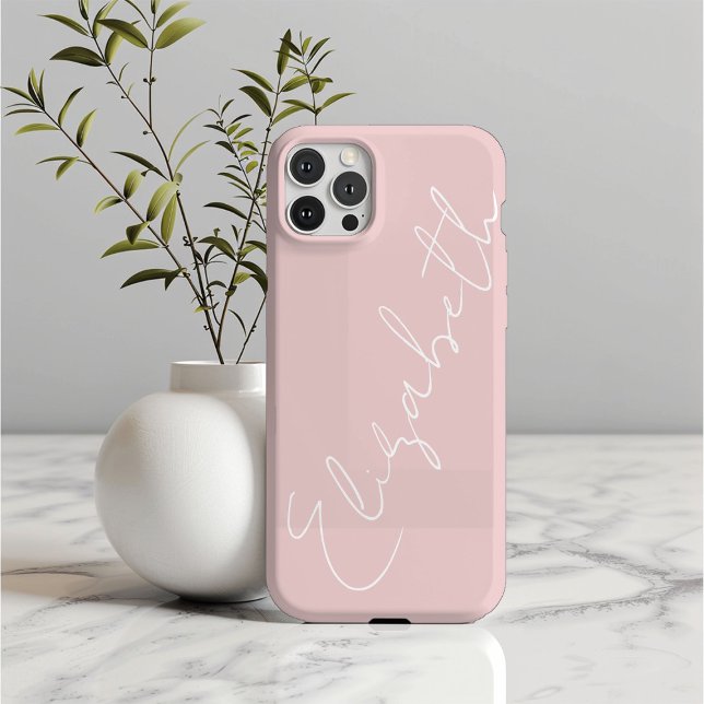 Monogram Blush Pink Modern Minimalist Feminine Case-Mate iPhone Case (Creator Uploaded)