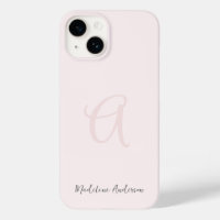 Monogram Blush Pink Modern Minimalist Feminine
