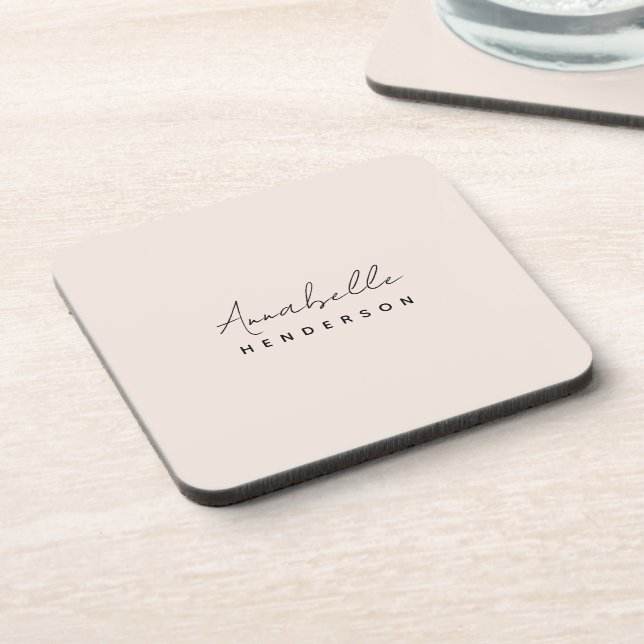 Monogram Blush Pink | Modern Minimalist Feminine Coaster (Left Side)