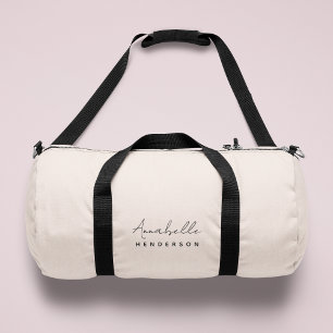 Monogram Blush Pink Modern Minimalist Feminine Duffle Bag