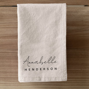 Monogram Blush Pink   Modern Minimalist Feminine Hand Towel