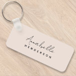 Monogram Blush Pink | Modern Minimalist Feminine Key Ring<br><div class="desc">A simple stylish custom monogram design with a modern minimalist handwritten script typography paired with a block typography in black on an elegant pastel blush pink background. The monogram name can easily be personalised to make a design as unique as you are! The perfectly personal gift or accessory for any...</div>