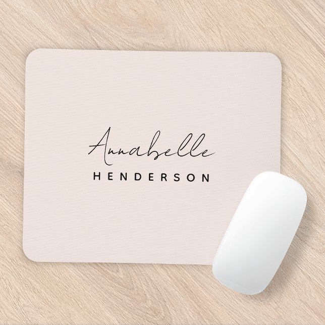 Monogram Blush Pink | Modern Minimalist Feminine Mouse Mat (Creator Uploaded)
