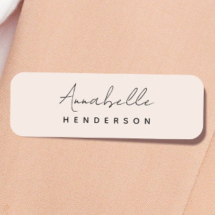 Monogram Blush Pink   Modern Minimalist Feminine Name Tag