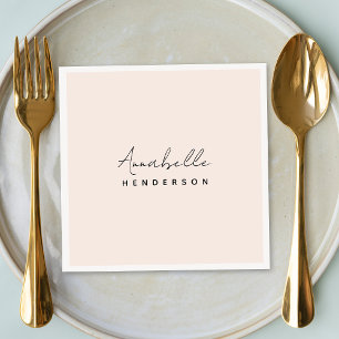 Monogram Blush Pink   Modern Minimalist Feminine Napkin