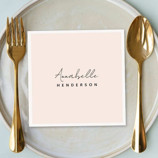 Monogram Blush Pink | Modern Minimalist Feminine Napkin (Creator Uploaded)