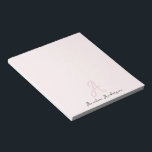 Monogram Blush Pink | Modern Minimalist Feminine Notepad<br><div class="desc">A simple stylish custom monogram design with a modern minimalist handwritten script typography in black on an elegant blush pink background. The monogram name can easily be  personalised. The perfectly personal back to school gift gift for teacher or accessory for any occasion!</div>