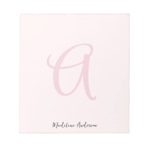 Monogram Blush Pink Modern Minimalist Feminine Notepad