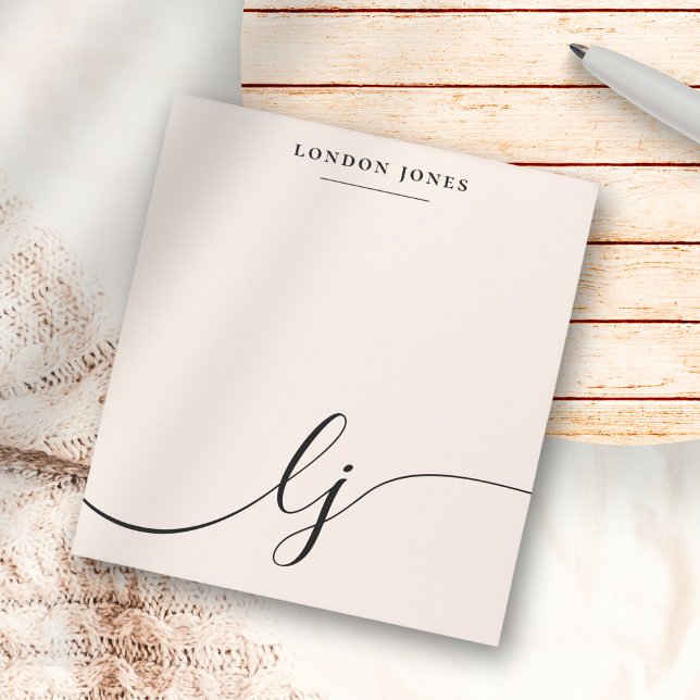 Monogram Blush Pink Modern Minimalist Feminine Notepad (Creator Uploaded)