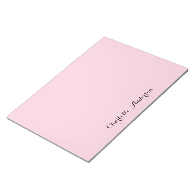 Monogram Blush Pink Modern Minimalist Feminine Notepad (Angled)