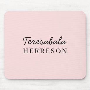Monogram Blush Pink Modern Minimalist Feminine Sty Mouse Mat