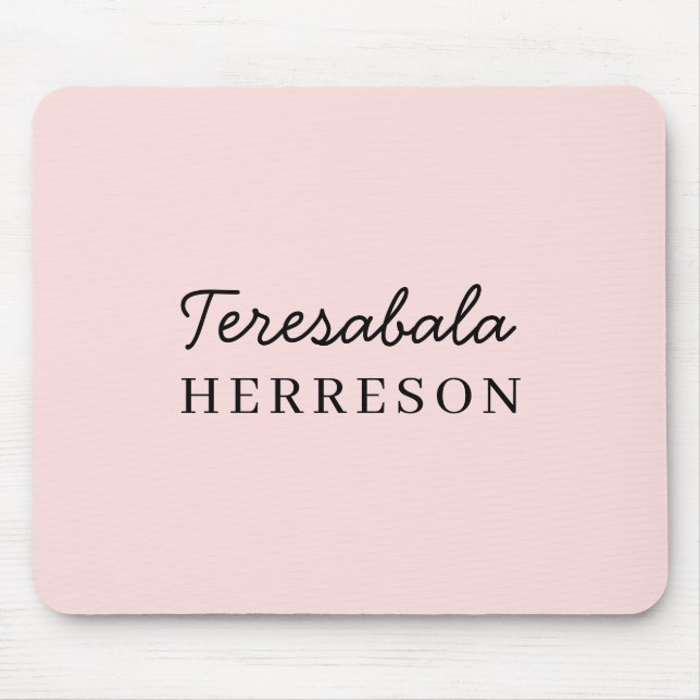 Monogram Blush Pink Modern Minimalist Feminine Sty Mouse Mat (Front)