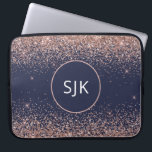 Monogram Blush Pink Rose Gold Navy Blue Glitter Laptop Sleeve<br><div class="desc">Blush Pink - Rose Gold and Navy Blue Faux Glitter and Sparkle Elegant Monogrammed Initials Case. This case can be customised to include your initial and first name.</div>