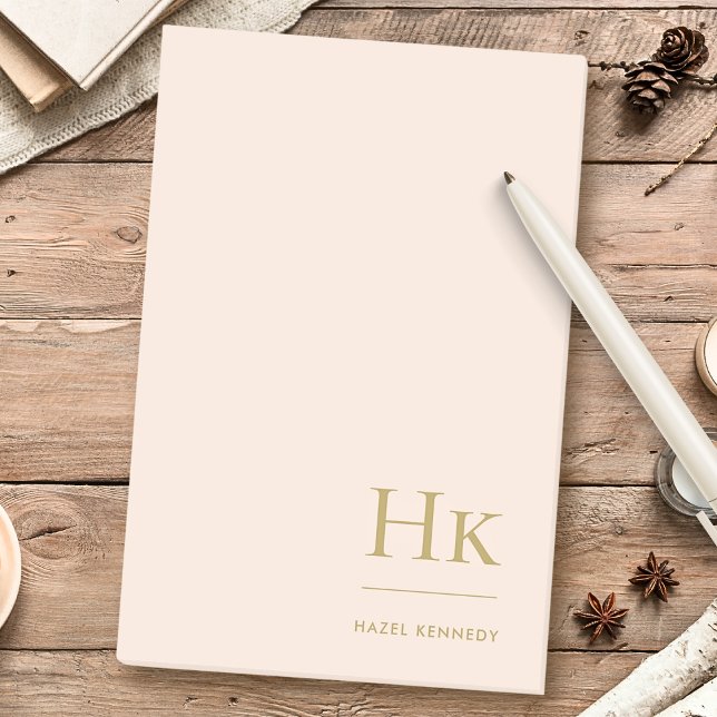 Monogram Blush Pink Simple Modern Feminine Minimal Post-it Notes (Creator Uploaded)