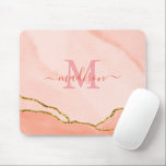 Monogram Blush Pink Watercolor & Faux Gold Mouse  Mouse Mat<br><div class="desc">An elegant and chic blush pink watercolor and faux gold mousepad. It features a hand lettered style calligraphy script font for your name and a monogram.</div>