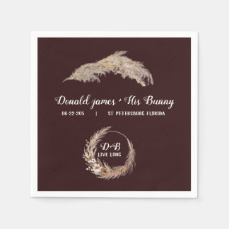 Monogram Boho Terracotta Burnt brown Wedding Napki Napkin