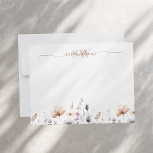 Monogram Boho Watercolor Wildflower Script Name Card