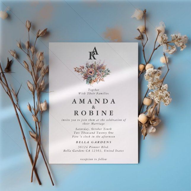 Monogram Boho Wedding Invitation (Creator Uploaded)