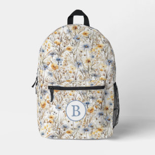 Monogram Boho Wildflower Printed Backpack