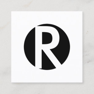 Monogram Bold Initial Black Circle Minimal Square Business Card