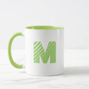 Monogram Bold Modern Lime Green White Mug
