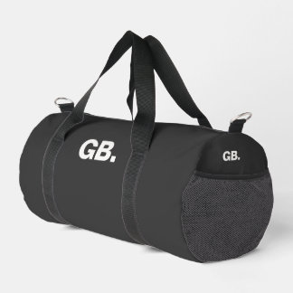 Monogram Bold Modern Minimal Black Duffle Bag