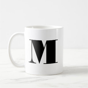 Monogram Bold Modern Minimalist Black White Mug