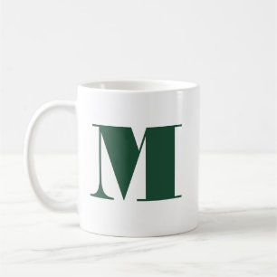 Monogram Bold Modern Minimalist Green White Mug